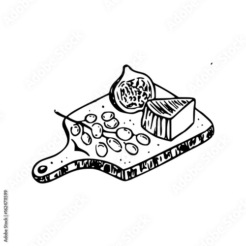 appetizer and snack illustration on a cutting board