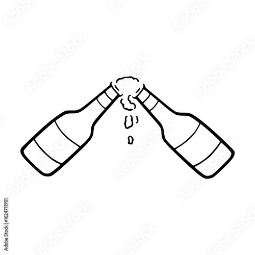 clinking bottles outline illustration