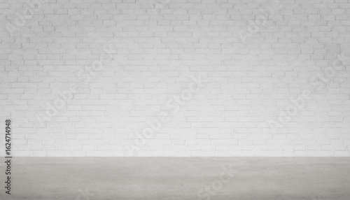 Fototapeta Naklejka Na Ścianę i Meble -  Inside the room, the floor is made of cement and the walls are made of bricks white for advertising