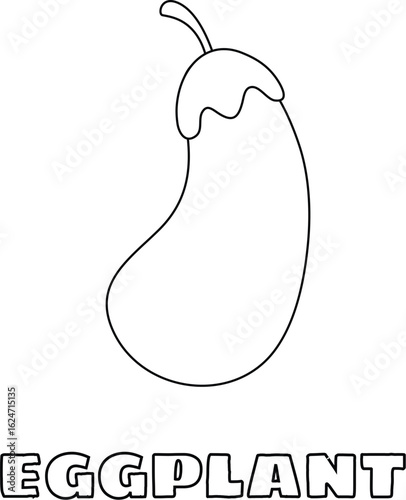 Coloring Book Kids Outlined eggplant illustration for children's coloring book pages and educational material featuring its unique shape