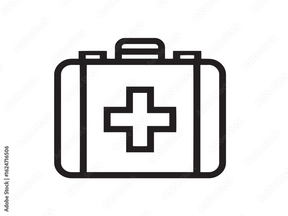 Modern First Aid Kit Icon in Stylish Minimalist 2D Line Art Modern First Aid Kit Icon in Stylish Minimalist 2D Line Art