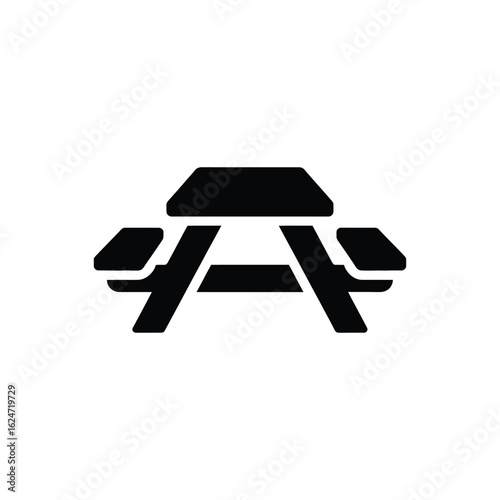 Simple black icon of a picnic table