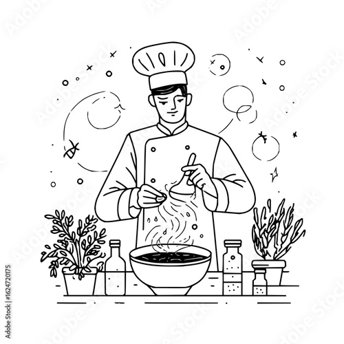 Chef cooking food professional kitchen culinary arts gastronomy restaurant cuisine gourmet recipe preparation