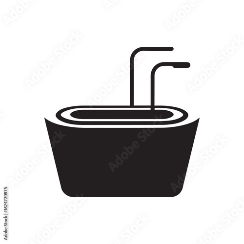Hot Steaming Deep Fryer with Food and Ladle Silhouette Icon Design