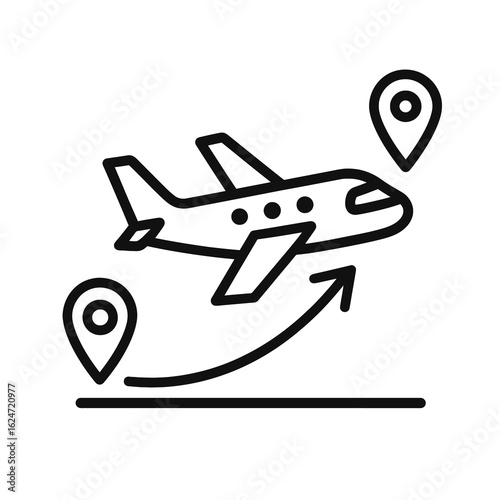 Flight Route with Location Pins Icon
