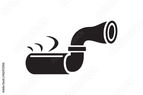 Steam Pipe Plumbing System Silhouette Icon Design