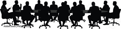 Corporate team meeting, roundtable discussion, business collaboration, boardroom strategy, group decision-making, executive talk, teamwork planning, office professionals, leadership conference.