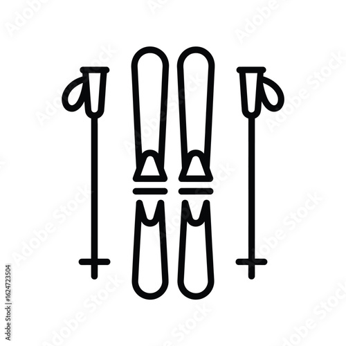 Minimalist icon of skis and ski poles