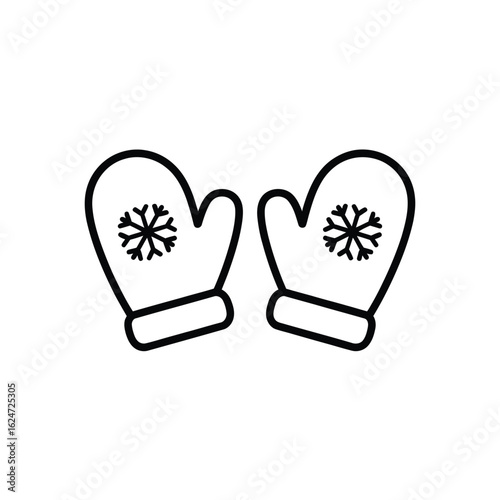 Pair of winter mittens with snowflake design