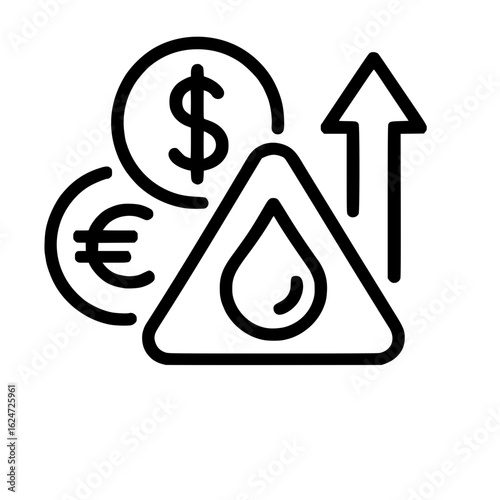 Rising Global Oil Price Financial Market Line Icon
