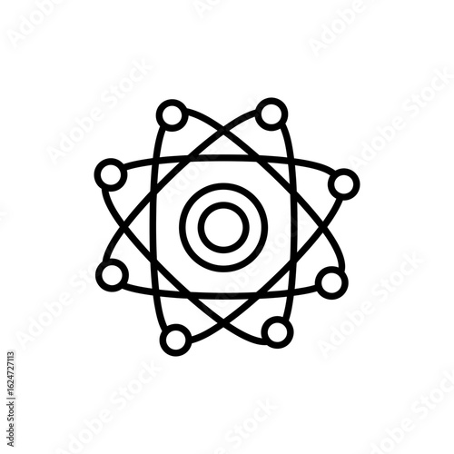 Minimal Line Icon of Bohr Model Atom