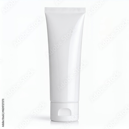 Minimalist design of a blank cosmetic tube for product mockups on white background