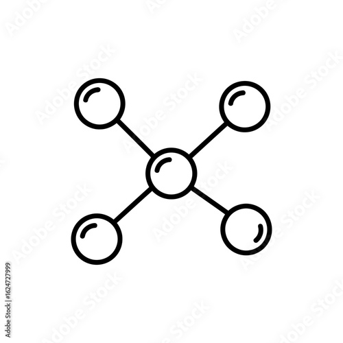 Minimal Line Icon of Lewis Dot Structure Representation
