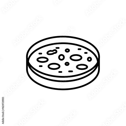 Petri Dish with Culture Icon in Thin Line Style