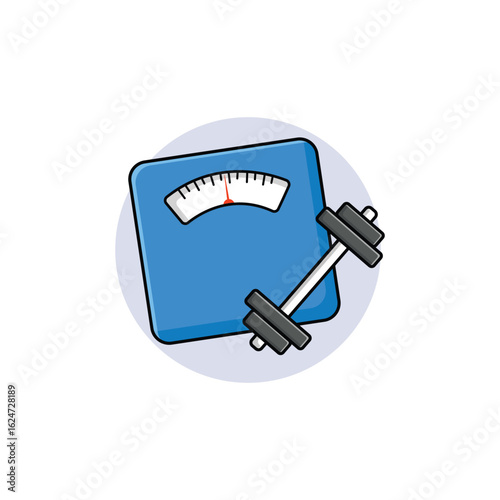 Weight Machine with Dumbbell Vector Illustration. Weight Goal Concept Design