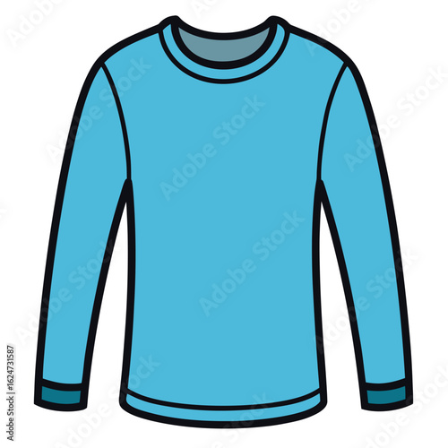 Blue long sleeve shirt with dark trim clothing apparel