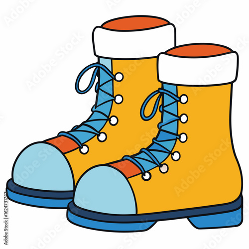 Orange blue and white laced winter boots laced boots footwear