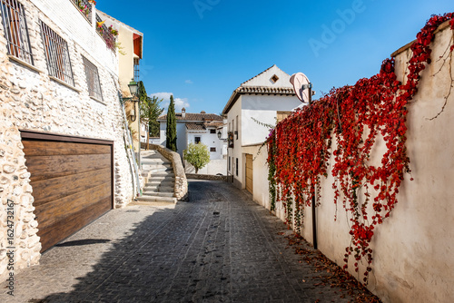 Streets and old buildings of Granada in Andalusia (Spain). El Albaicin (or Albayzin). View of the streets and old buildings of Granada historic city of Andalusia (Spain).