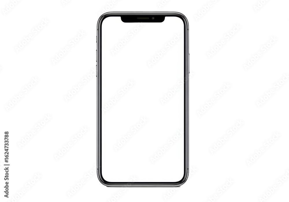 Modern smartphone with blank screen isolated on transparent background Modern smartphone with blank screen isolated on transparent background