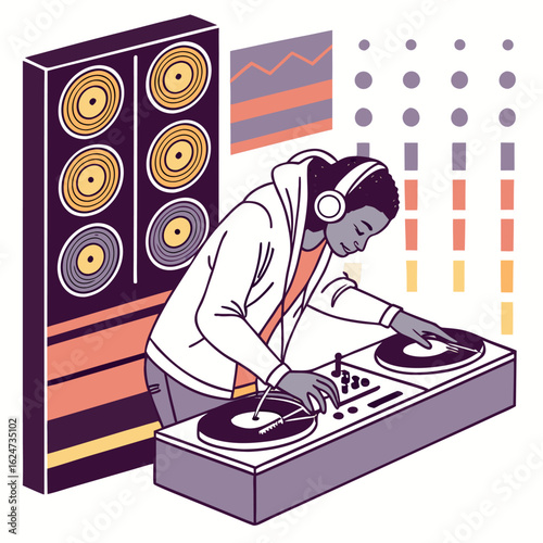 vector illustration of a dj mixer