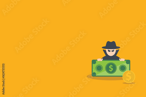 Hacking digital money. Bait website or online crime, thief steal money from online banking app concept, bait scam money.	