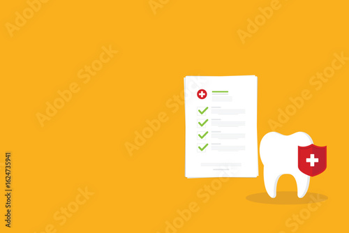 Dental insurance, insurance covering healthcare and medical cost, tooth protection or dental care concept