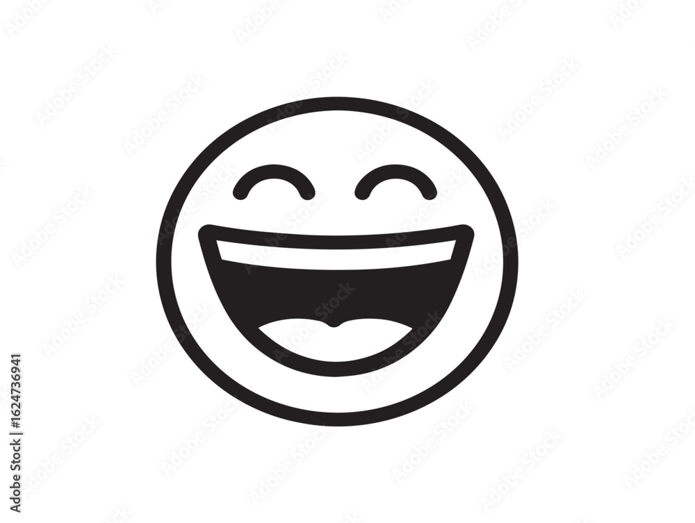 Fototapeta premium Stylish Minimal Laughing Icon with Crisp Vector Line Art Style