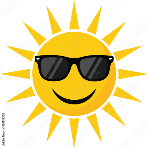 Cool Yellow Sun Icon with Sunglasses