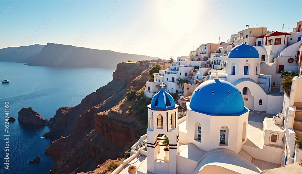 Fototapeta premium Oia village in Santorini Greece, 8k image