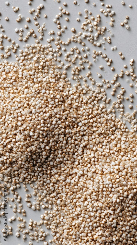 Fototapeta premium Raw Quinoa Grains Spread on Neutral Background for Cooking Use