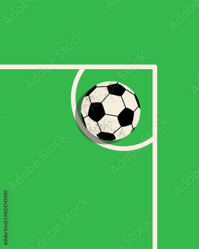 Illustration of a corner kick scene on a football field. Background for posters, social media, sports advertisements, football-related content, and tournament campaigns.
