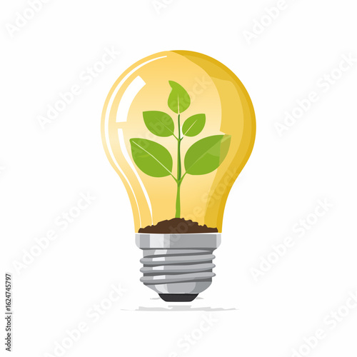 Innovation and idea growth concept – plant sprouting from light bulb vector