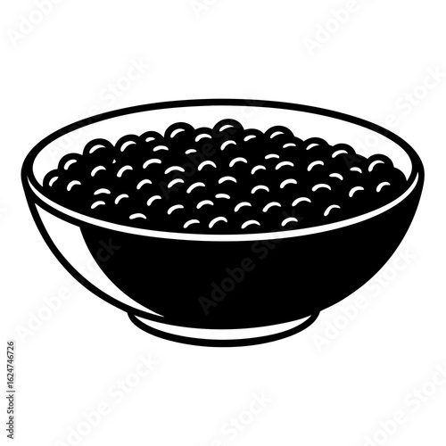 black bowl with white beans