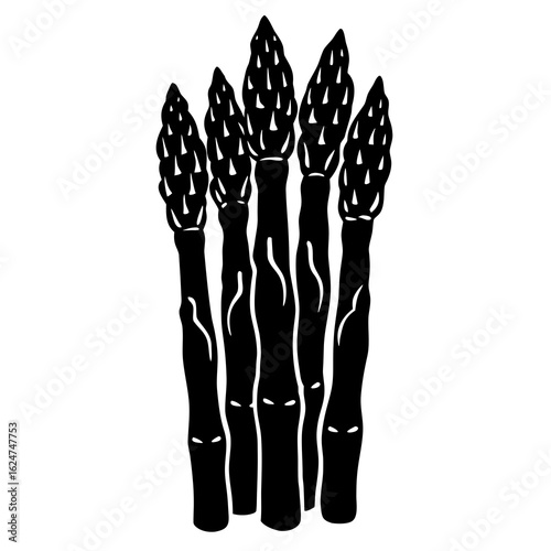 black asparagus stalks, simple, isolated on white clip art preview