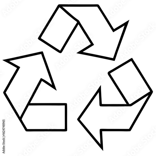 Minimalist Recycle Symbol Line Art Vector Icon – Eco-Friendly Design