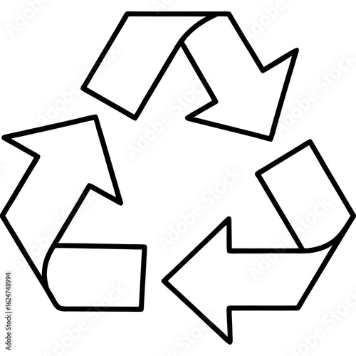 Minimalist Recycle Symbol Line Art Vector Icon – Eco-Friendly Design