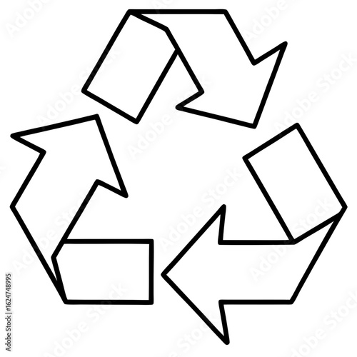 Minimalist Recycle Symbol Line Art Vector Icon – Eco-Friendly Design