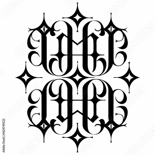 Decorative letter h monogram design element vector illustration fancy initial typography ornamental graphic art vector illustration