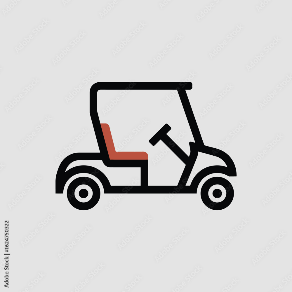 Naklejka premium Simple line art icon of a golf cart