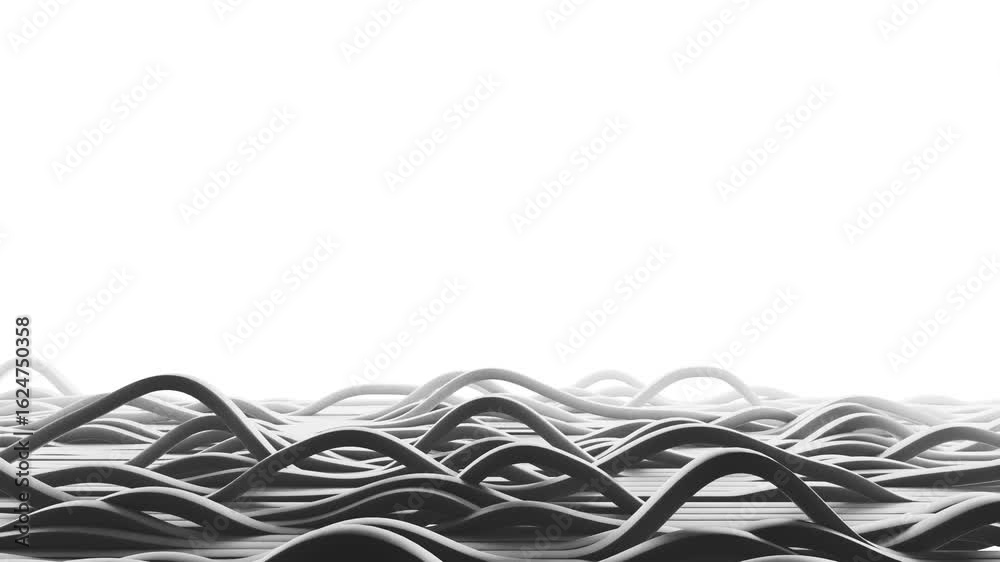 Abstract Sci-fi 3D Looping Backgrounds with Grayscale Digital Ribbons Abstract Sci-fi 3D Looping Backgrounds with Grayscale Digital Ribbons