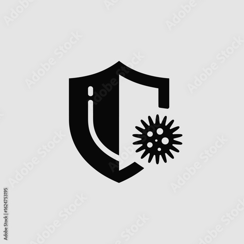 Shield protecting against viral attack icon
