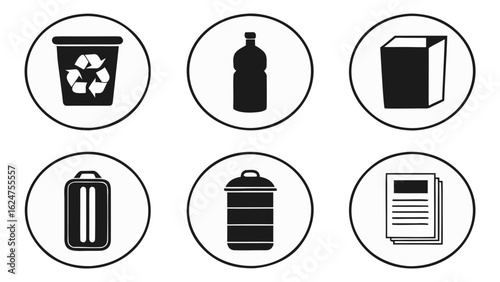 Recycling and waste management icons set