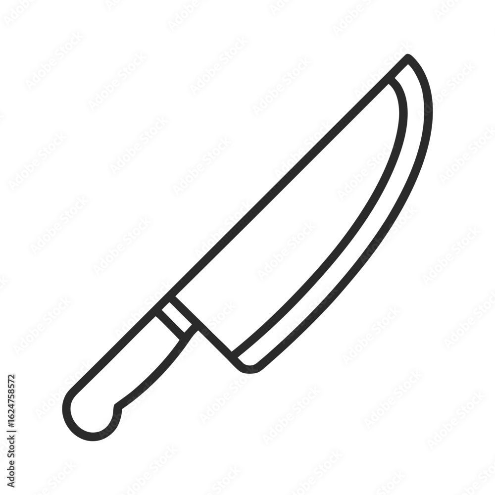Line Art Cleaver Icon: Simple, Modern Kitchen Utensil Graphic Design Element Line Art Cleaver Icon: Simple, Modern Kitchen Utensil Graphic Design Element