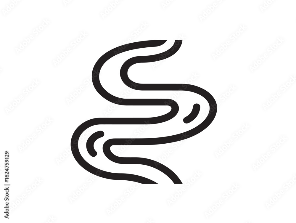 Fototapeta premium Creative winding path icon in simple line vector art