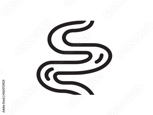 Creative winding path icon in simple line vector art