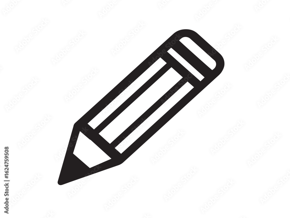 Fototapeta premium Classic pencil sketching icon in outlined flat vector