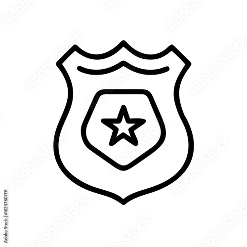 Police badge vector icon illustration of law enforcement security and protection sheriff star symbol 100