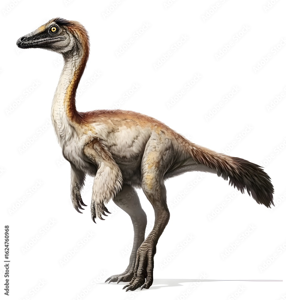 Fototapeta premium Ornithomimus on white background