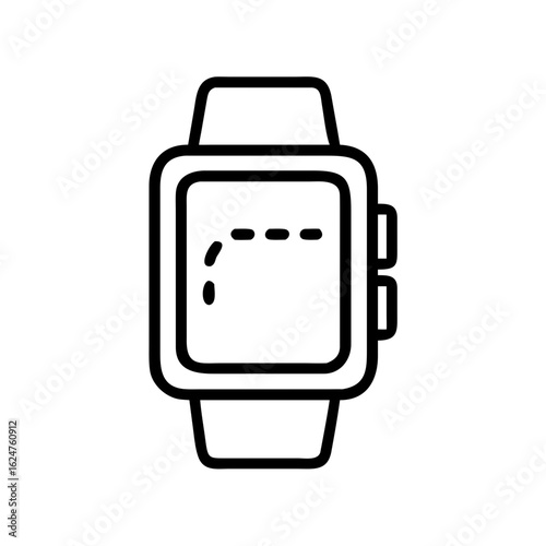 Smartwatch with GPS navigation route tracker. Wearable technology line icon vector graphic for applications and websites.