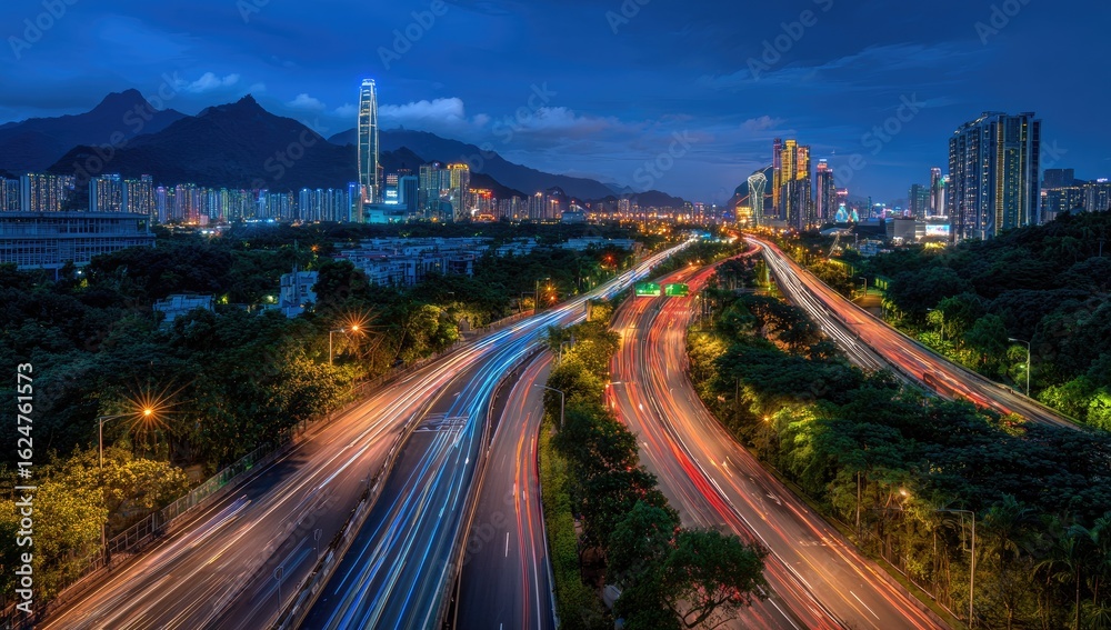 Fototapeta premium City highway at twilight
